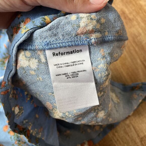 Reformation Dress Womens XS Blue Yellow Ventura Floral‎ Slip Dress Mini - Picture 6 of 8